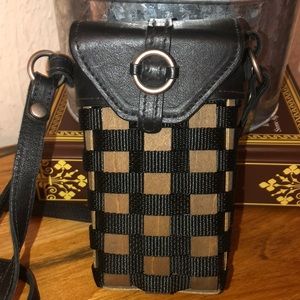 LONGABERGER CUTE CUTE LITTLE CROSSBODY! MADE IN 2008. Black leather! Retail $299